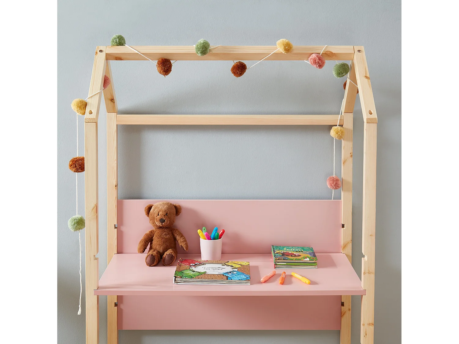 Bureau enfant cabane TINY  rose  évolutif