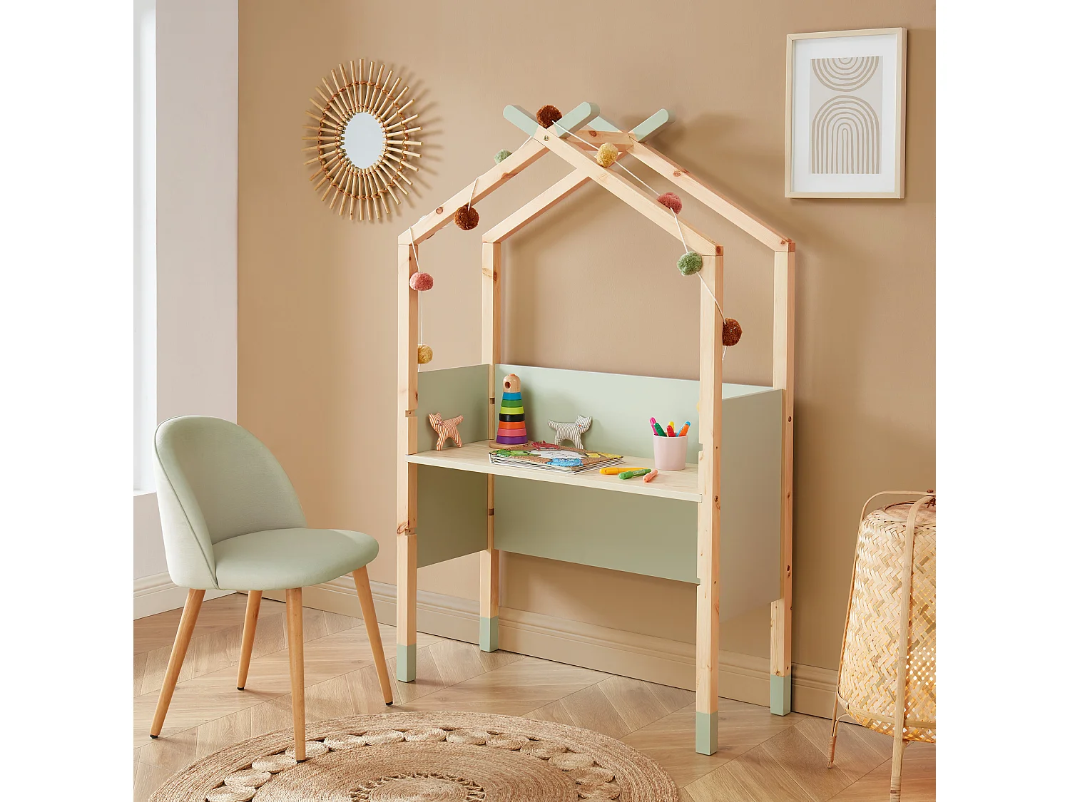 Bureau enfant tipi TINY  vert  évolutif