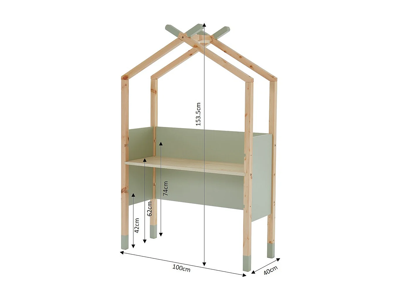 Bureau enfant tipi TINY  vert  évolutif