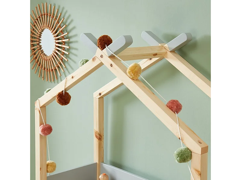 Bureau enfant tipi TINY gris et pin massif évolutif