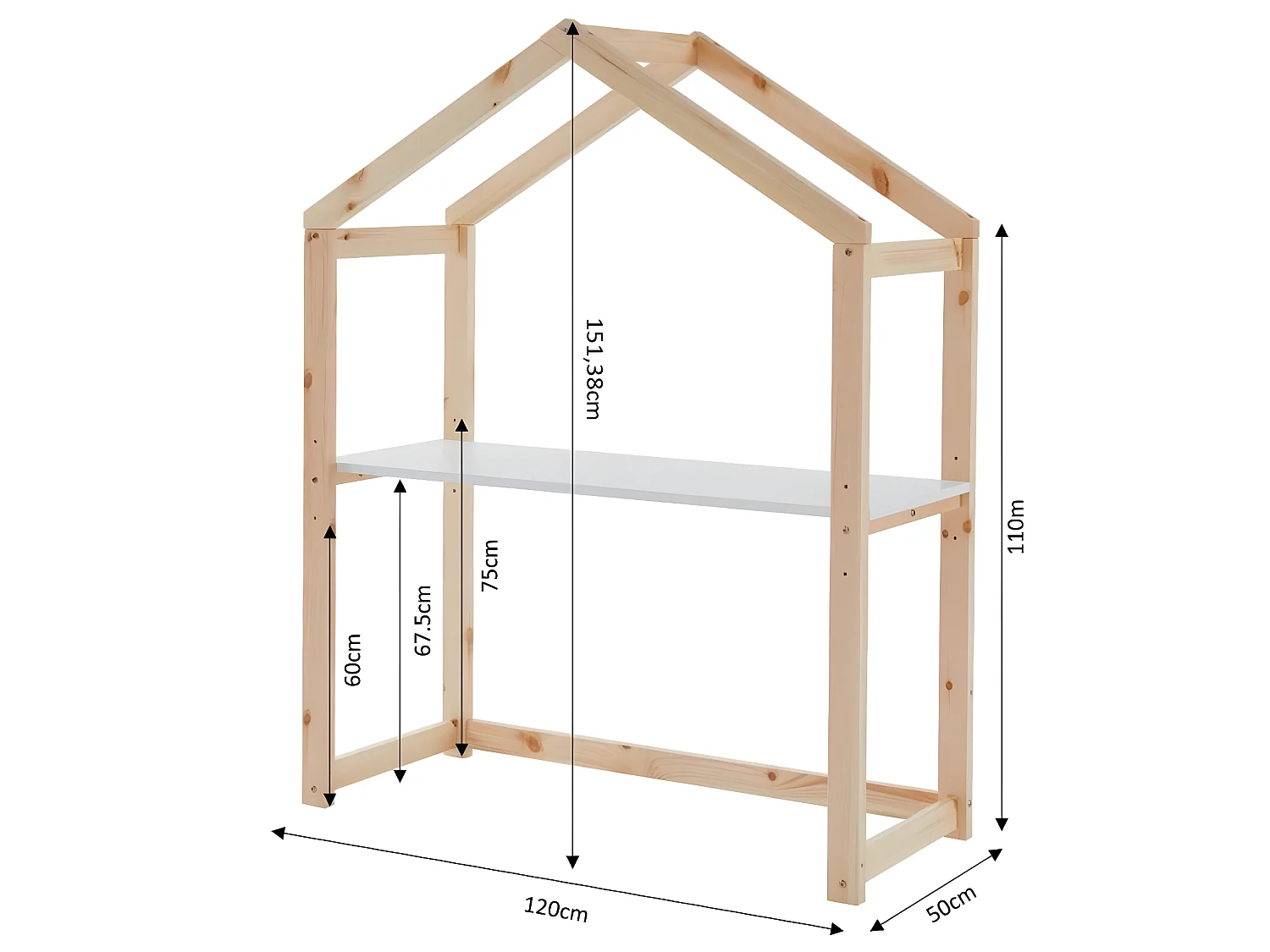 Bureau enfant cabane TINY  blanc  évolutif