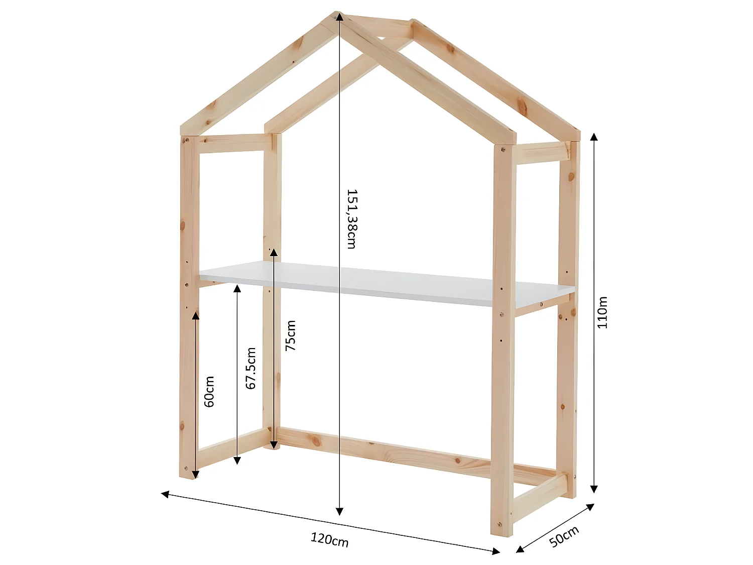 Bureau enfant cabane TINY  blanc  évolutif