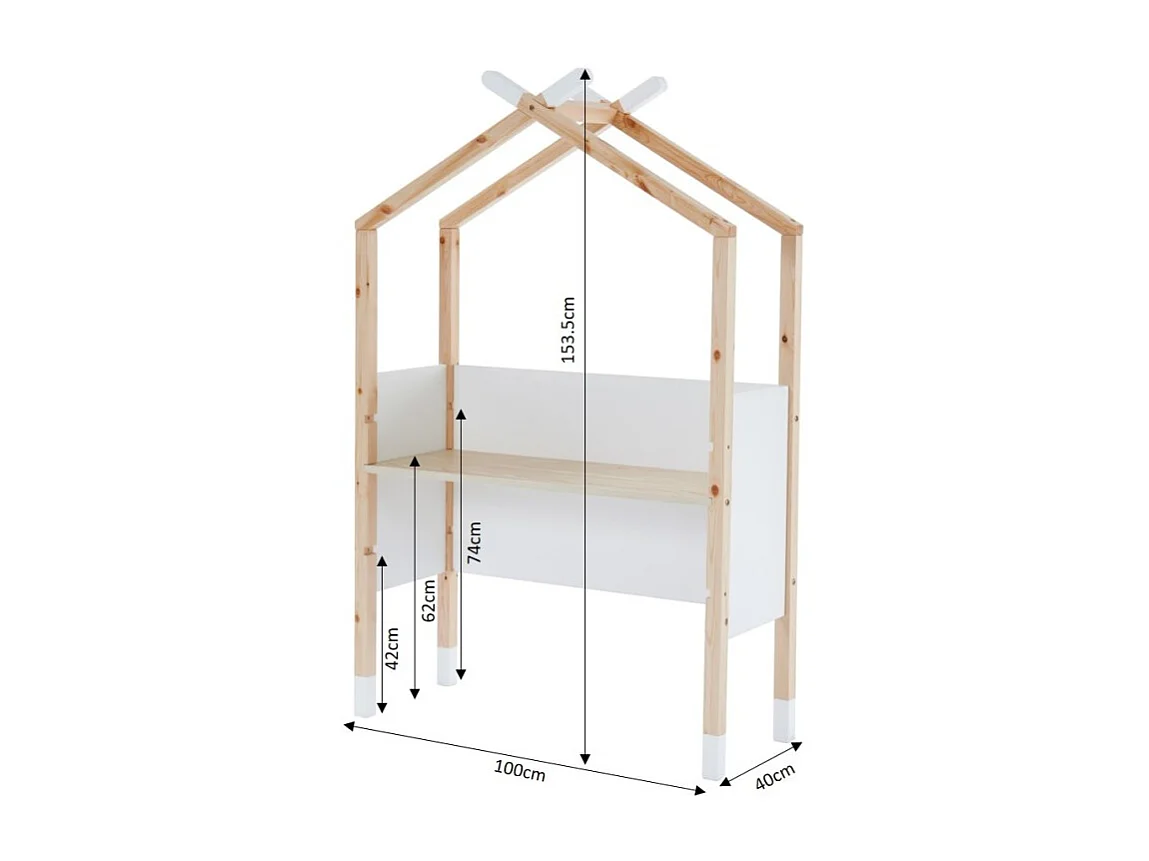 Bureau enfant tipi TINY blanc et pin massif évolutif