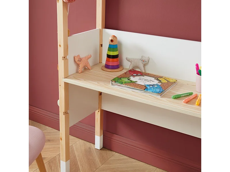 Bureau enfant tipi TINY blanc et pin massif évolutif