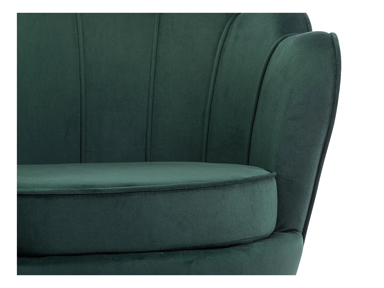 Fauteuil coquillage en velours vert sapin DANDELION de Pascal Morabito