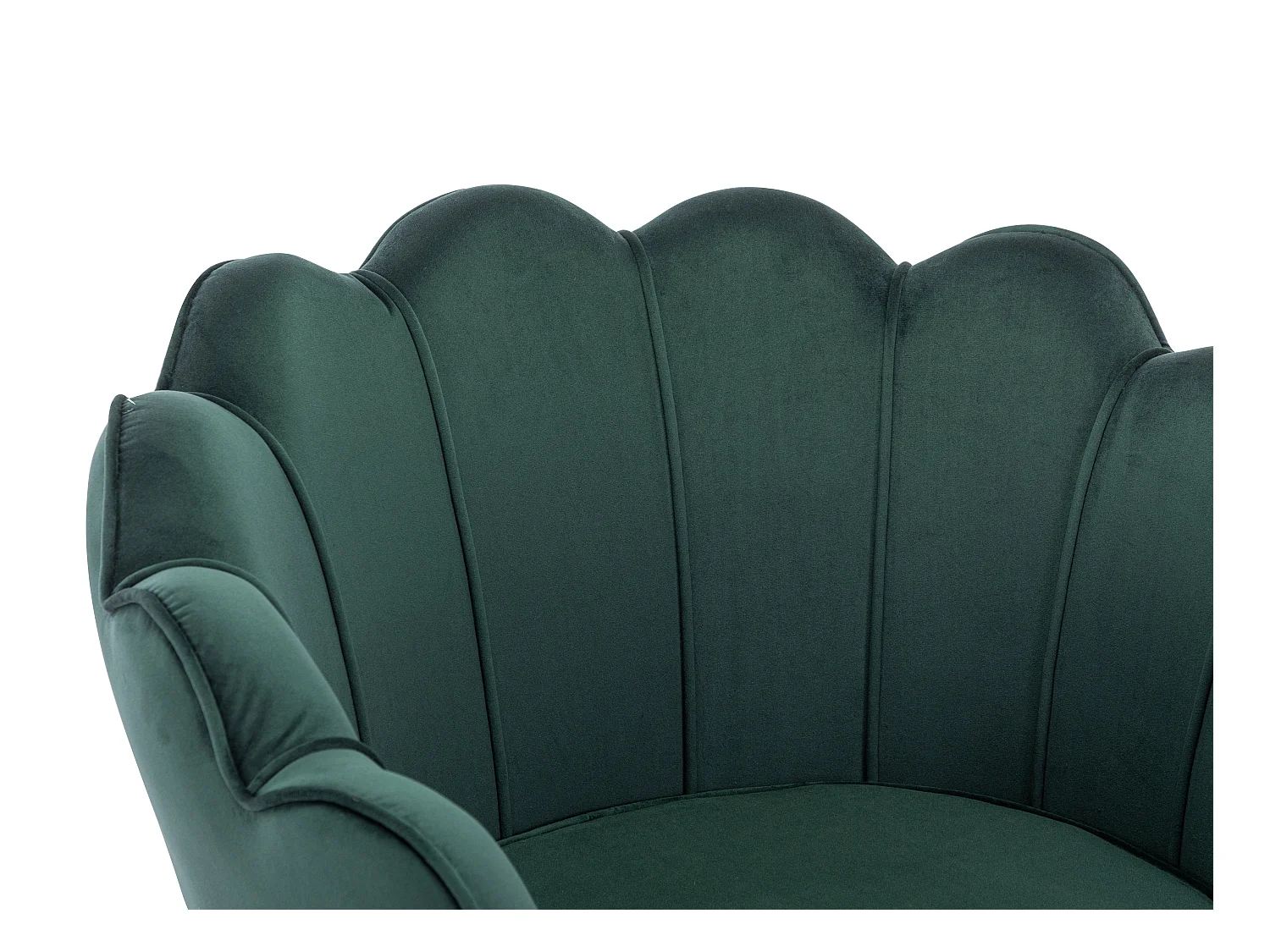 Fauteuil coquillage en velours vert sapin DANDELION de Pascal Morabito