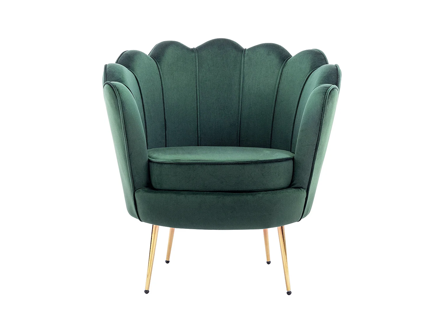 Fauteuil coquillage en velours vert sapin DANDELION de Pascal Morabito