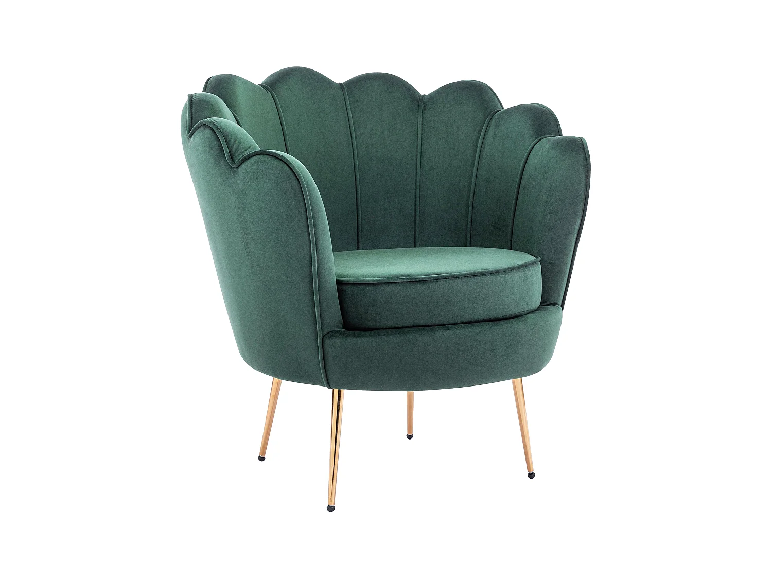 Fauteuil coquillage en velours vert sapin DANDELION de Pascal Morabito