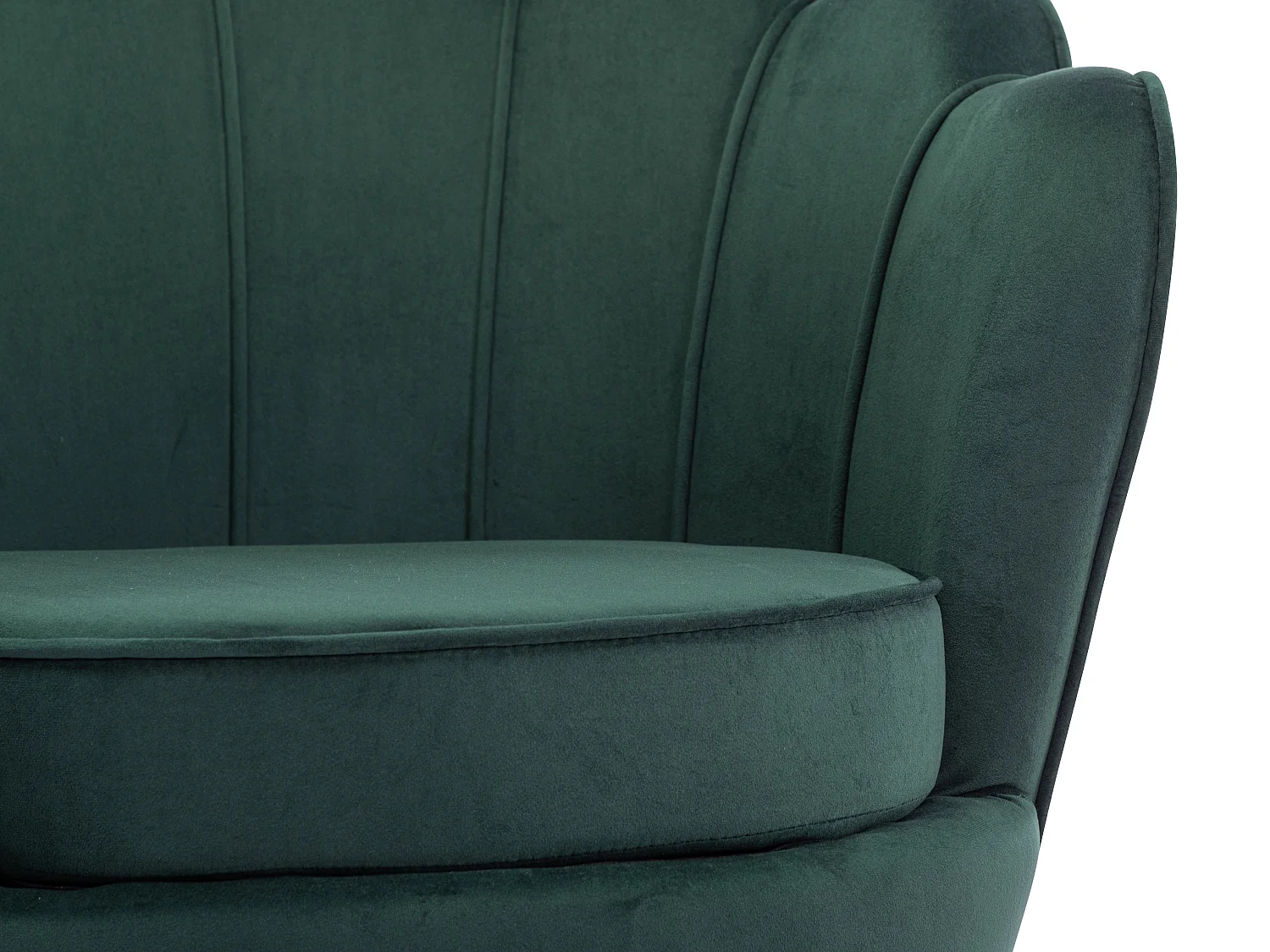 Fauteuil coquillage en velours vert sapin DANDELION de Pascal Morabito