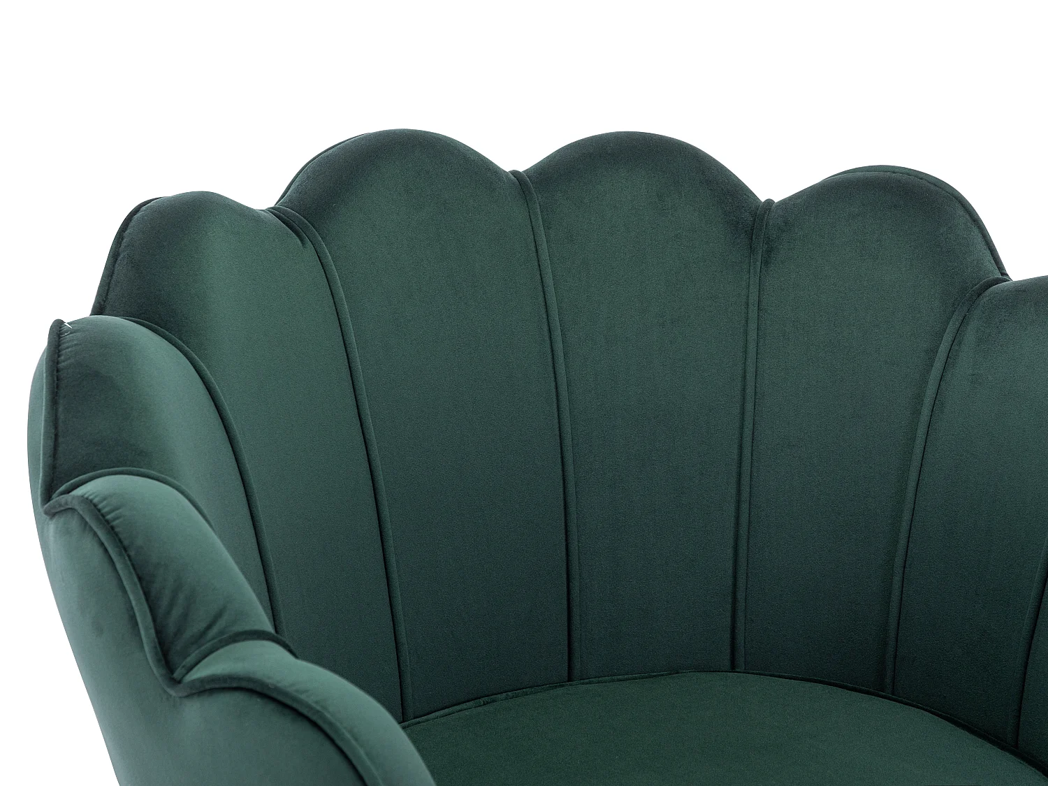 Fauteuil coquillage en velours vert sapin DANDELION de Pascal Morabito