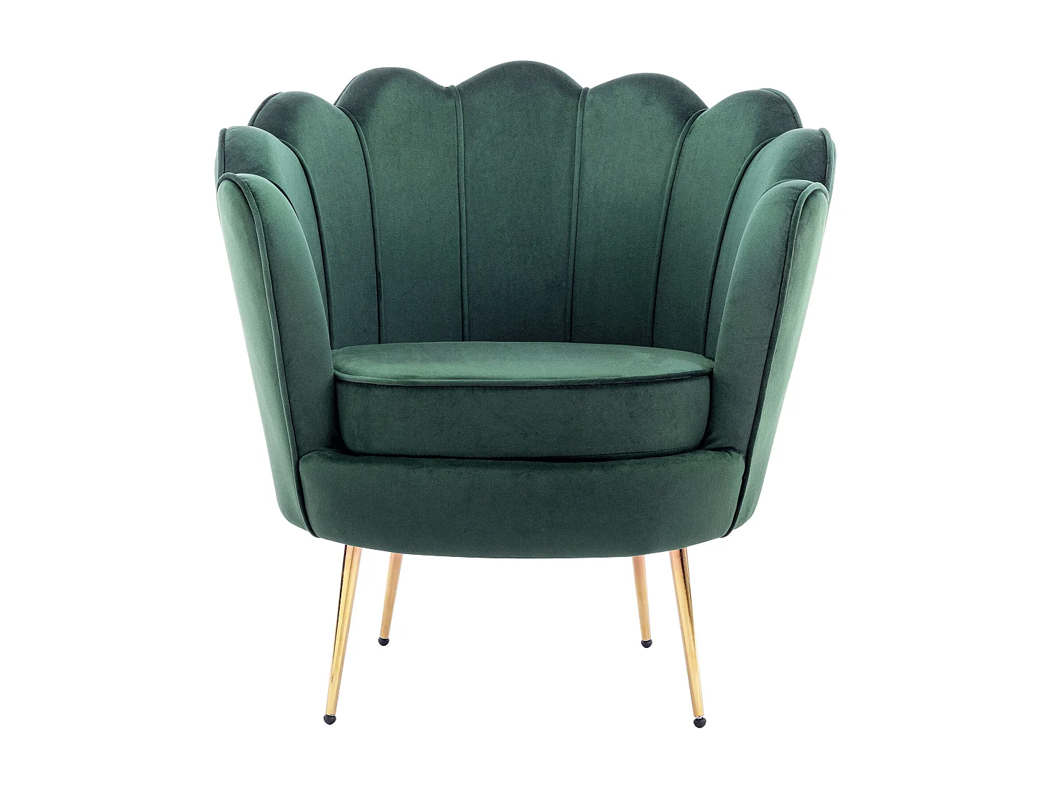 Fauteuil coquillage en velours vert sapin DANDELION de Pascal Morabito