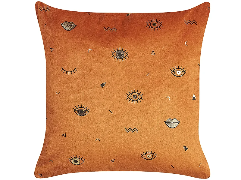Lot de 2 coussins décoratifs AEONIUM Velours 45 x 45 cm Orange Motif abstrait