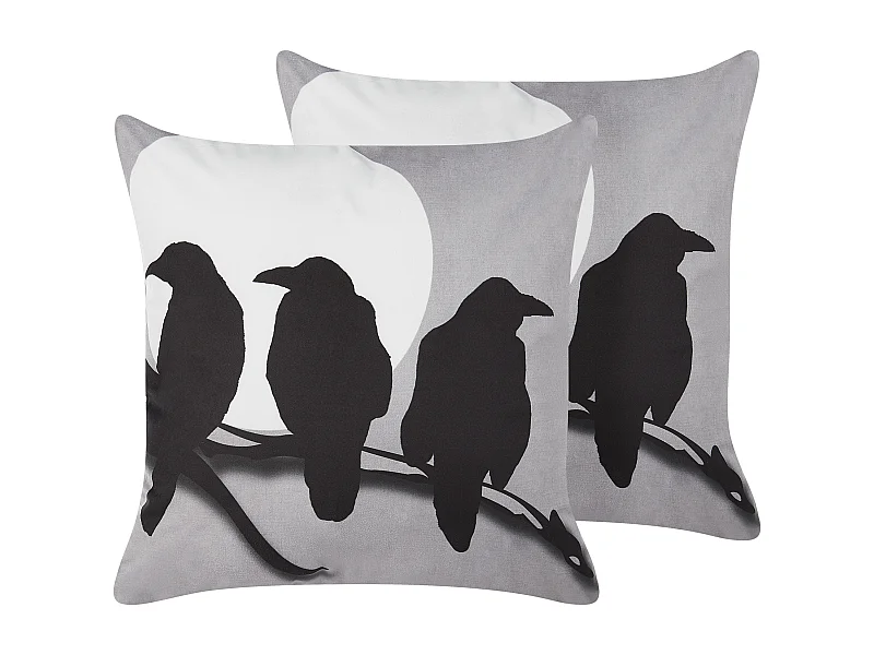 Dekokissen 2er Set ORADEA Samtstoff 45 x 45 cm Grau Tiermuster