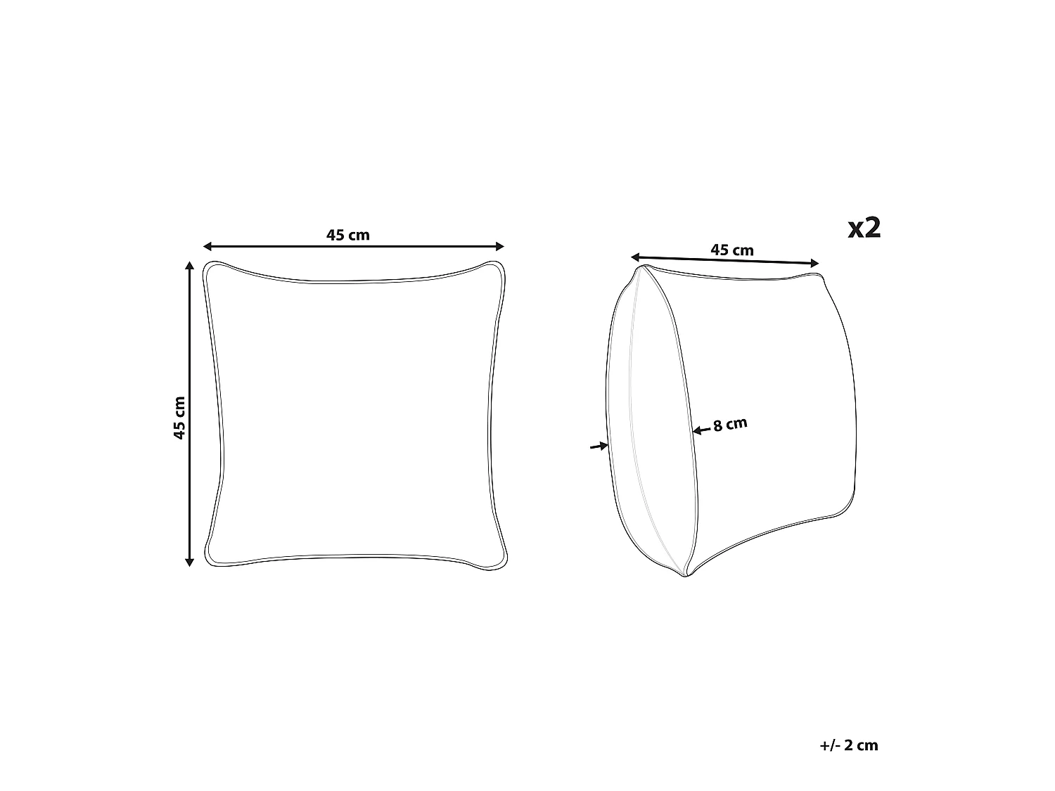 Lot de 2 coussins décoratifs DAFFODIL Velours 45 x 45 cm Marron Motif floral