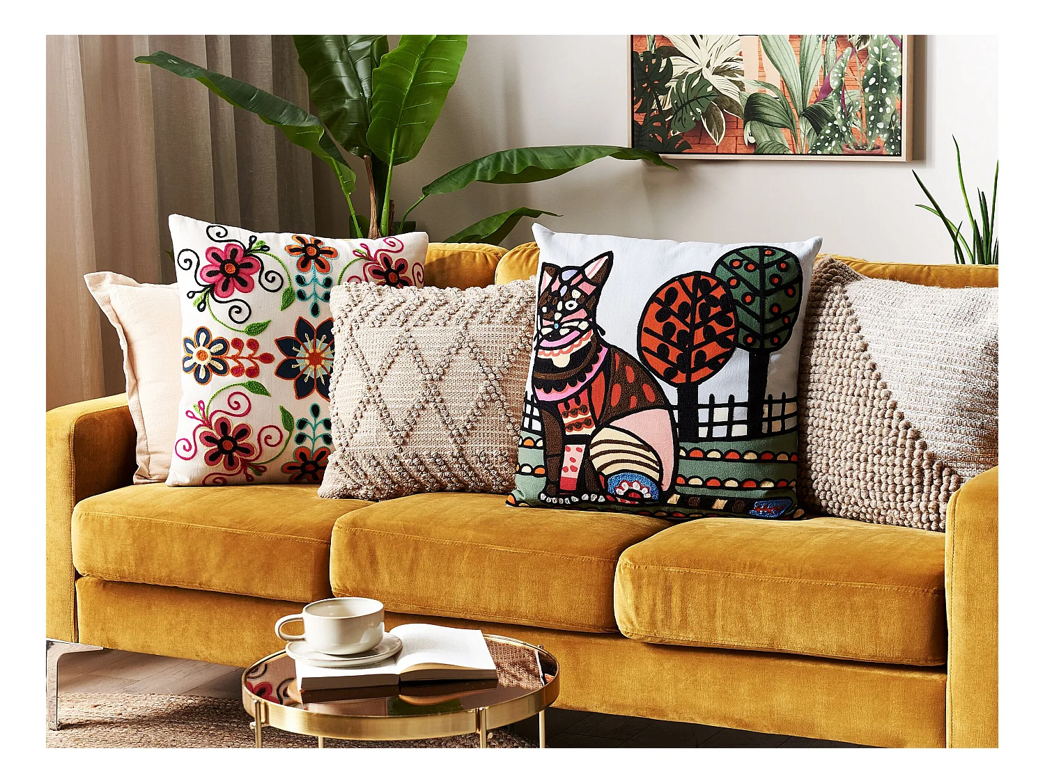 Lot de 2 coussins décoratifs MEHSANA Coton 50 x 50 cm Multicolore Motif animal