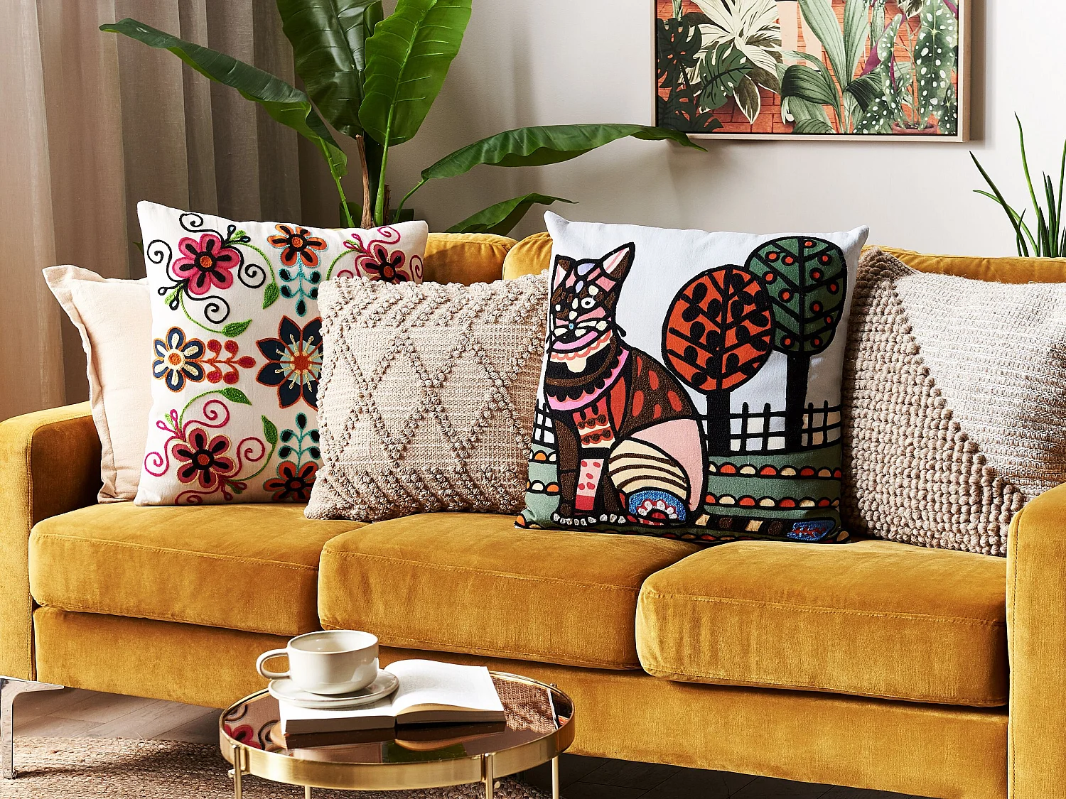 Lot de 2 coussins décoratifs MEHSANA Coton 50 x 50 cm Multicolore Motif animal