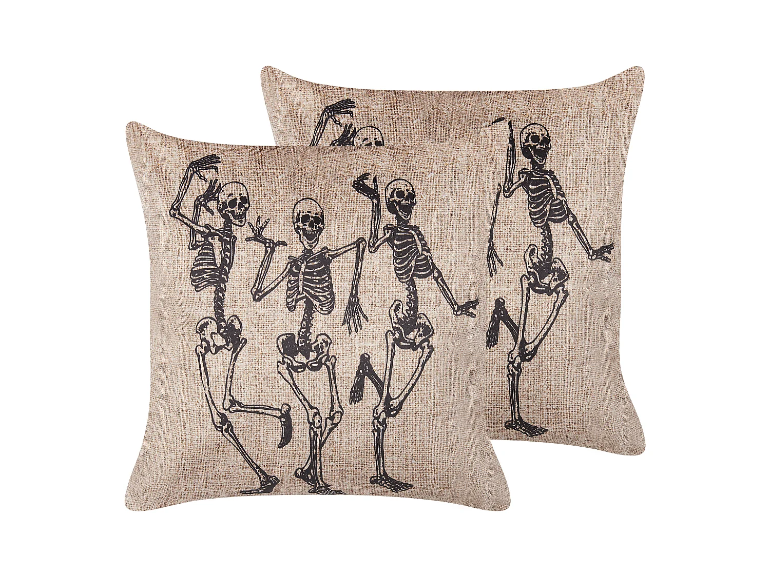 Dekokissen 2er Set MORTESTI Samtstoff 45 x 45 cm Hellbeige Abstraktes Muster