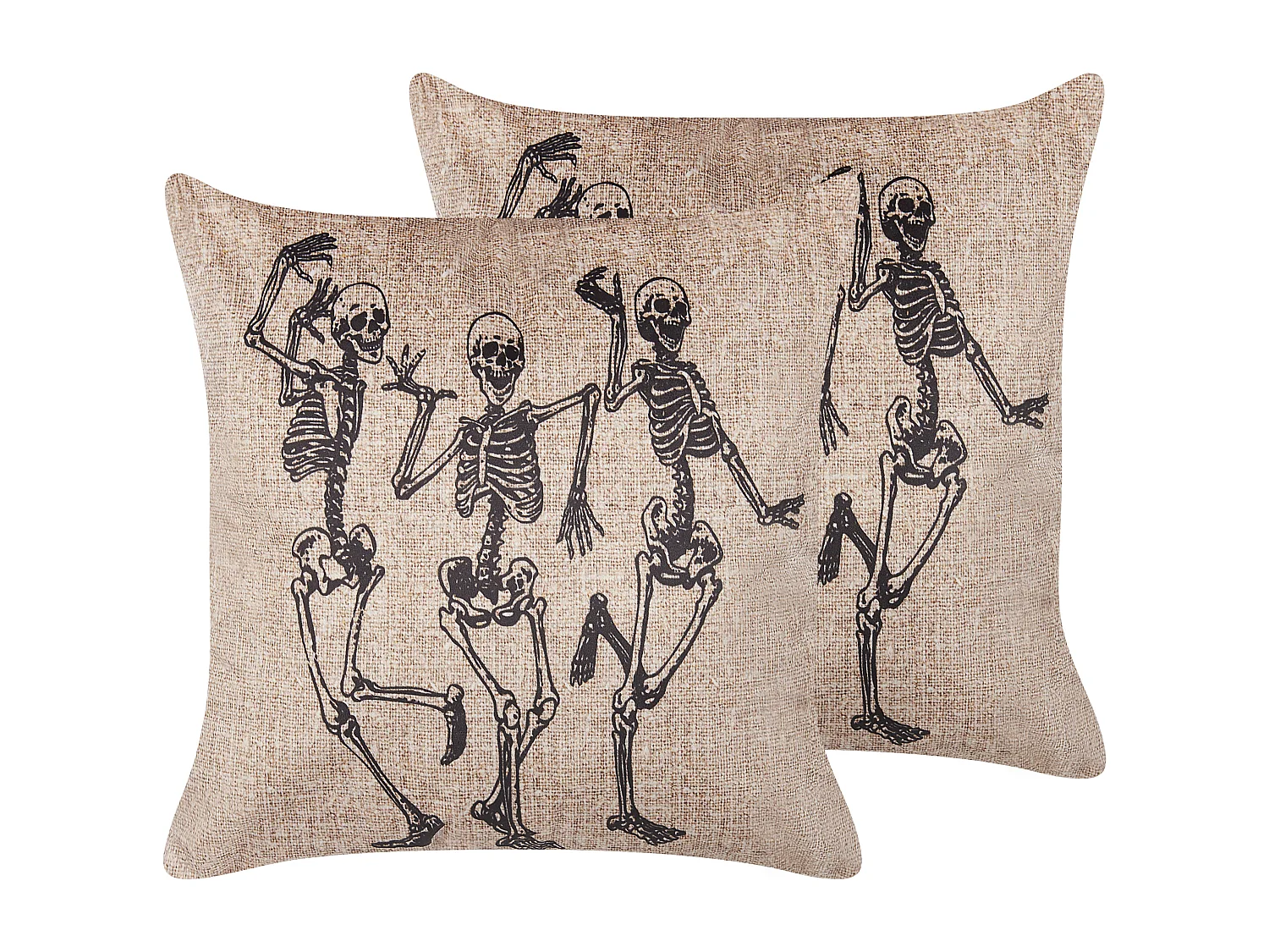 Dekokissen 2er Set MORTESTI Samtstoff 45 x 45 cm Hellbeige Abstraktes Muster