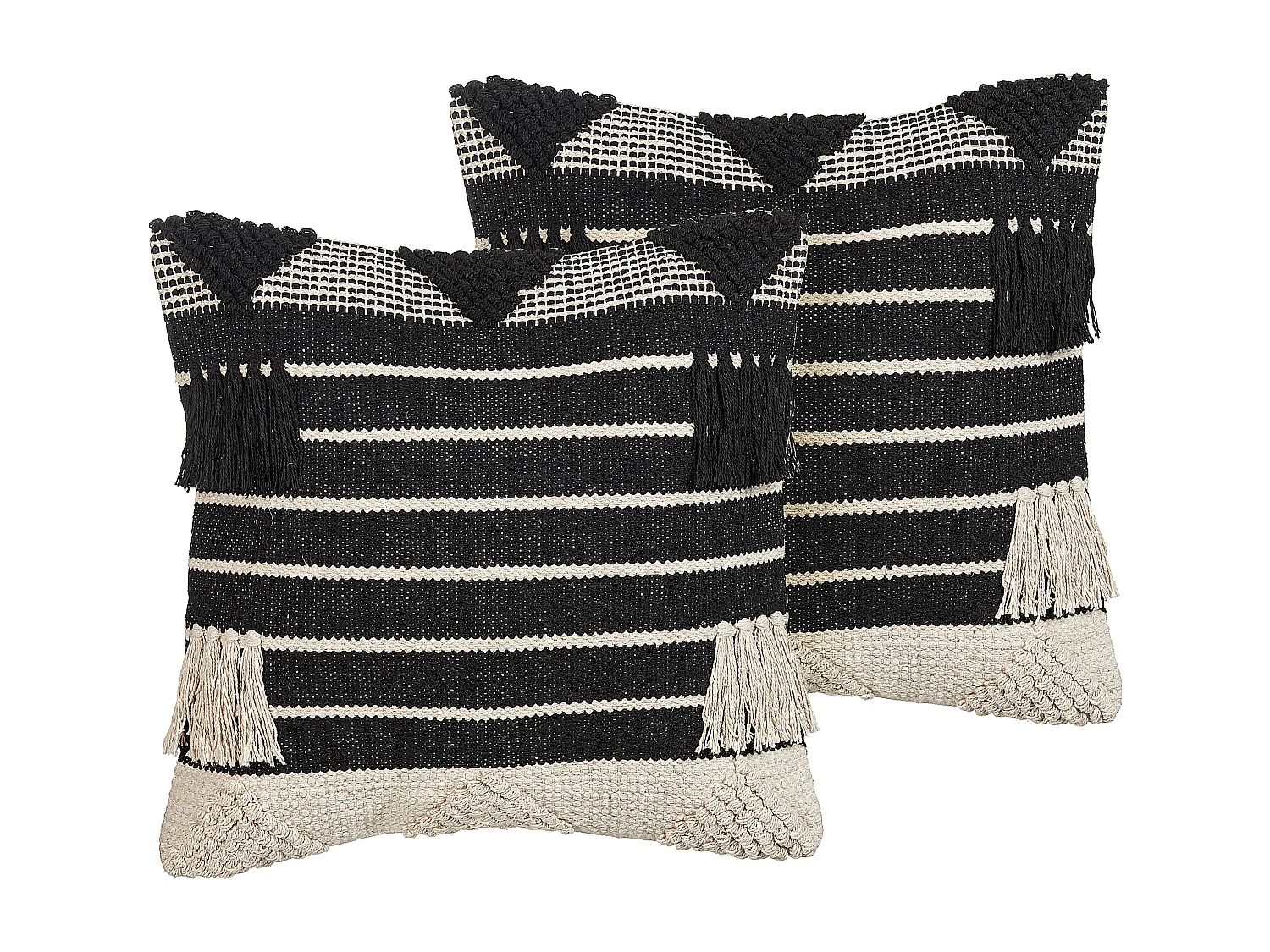 Lot de 2 coussins décoratifs CHITTOOR Coton 50 x 50 cm Noir Motif géométrique