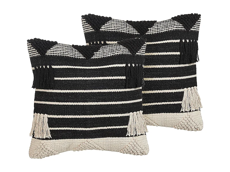 Set van 2 decoratieve kussens CHITTOOR Katoen 50 x 50 cm Zwart Geometrisch patroon