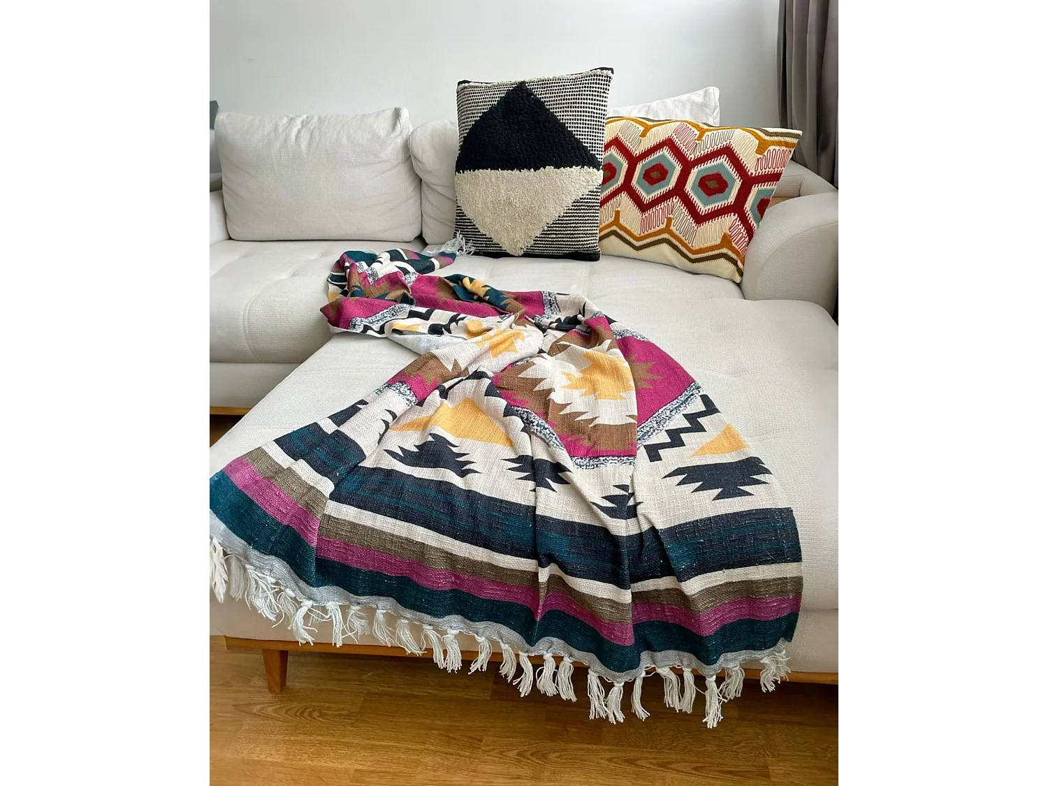 Sierkussen KHORA Katoen 50 x 50 cm Zwart Geometrisch patroon