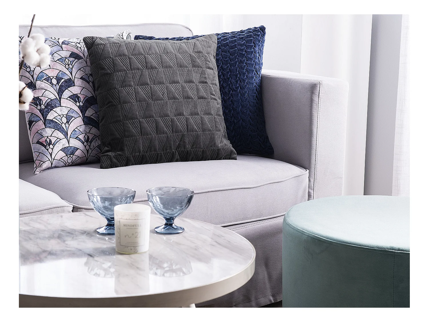 Set van 2 decoratieve kussens LALAM Katoen 45 x 45 cm Grijs Geometrisch patroon