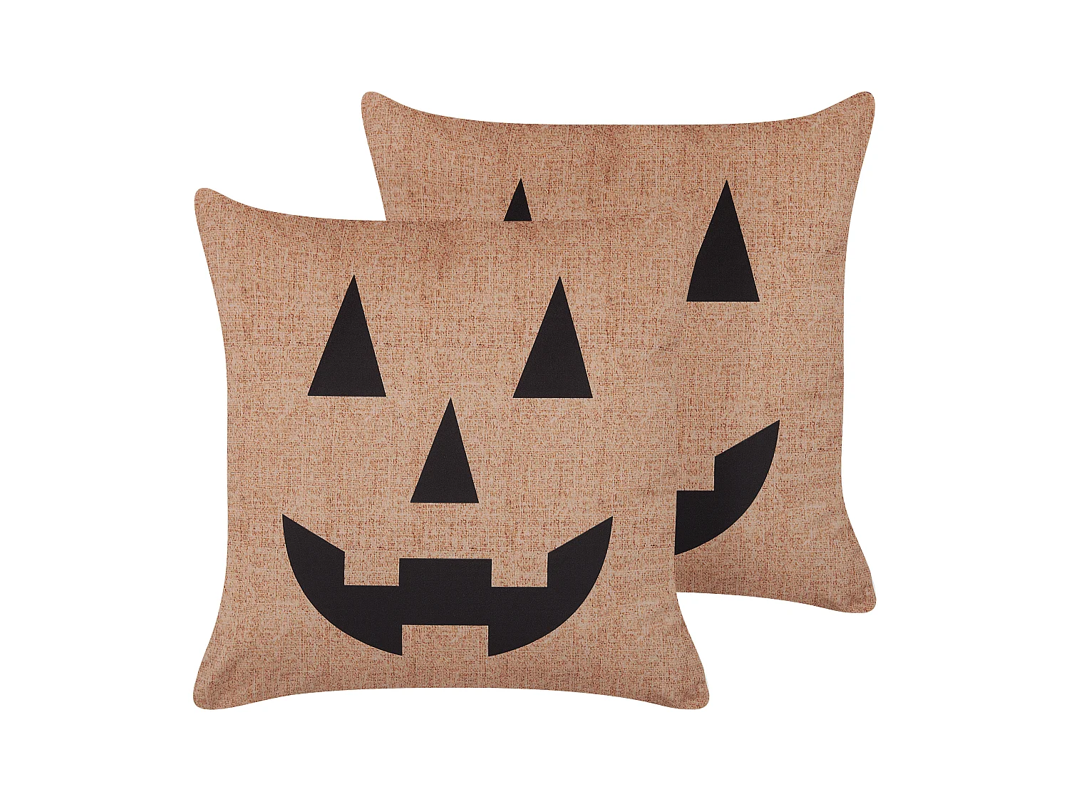Dekokissen mit Füllung 2er Set Samt beige Halloween Kürbis-Motiv 45x45 cm Sebes