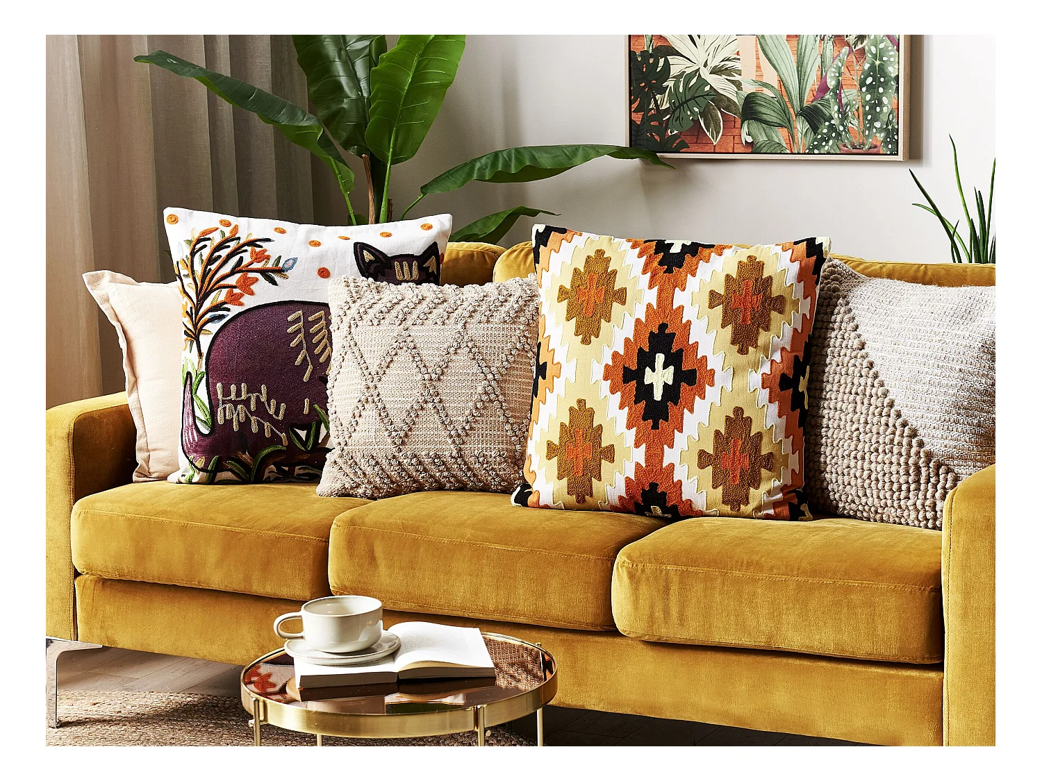 Cuscino decorativo SERAMPORE Cotone 50 x 50 cm Multicolore Trama geometrica