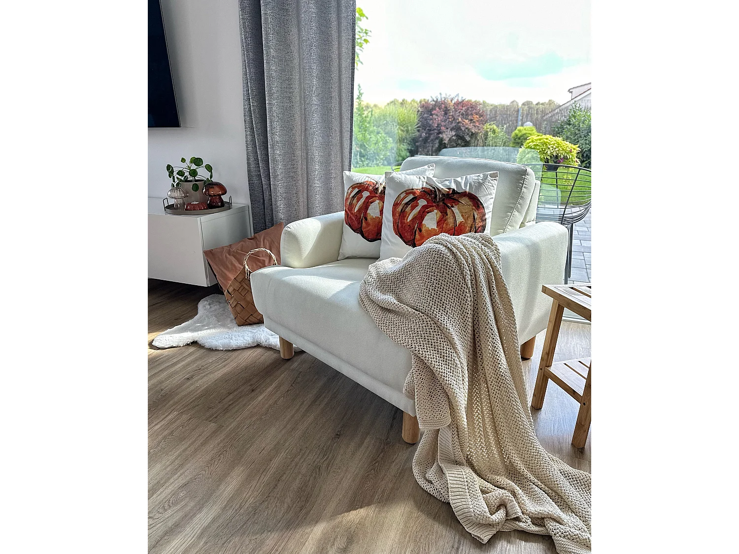 Cuscino decorativo CURBITA Velluto 45 x 45 cm Beige Trama di piante