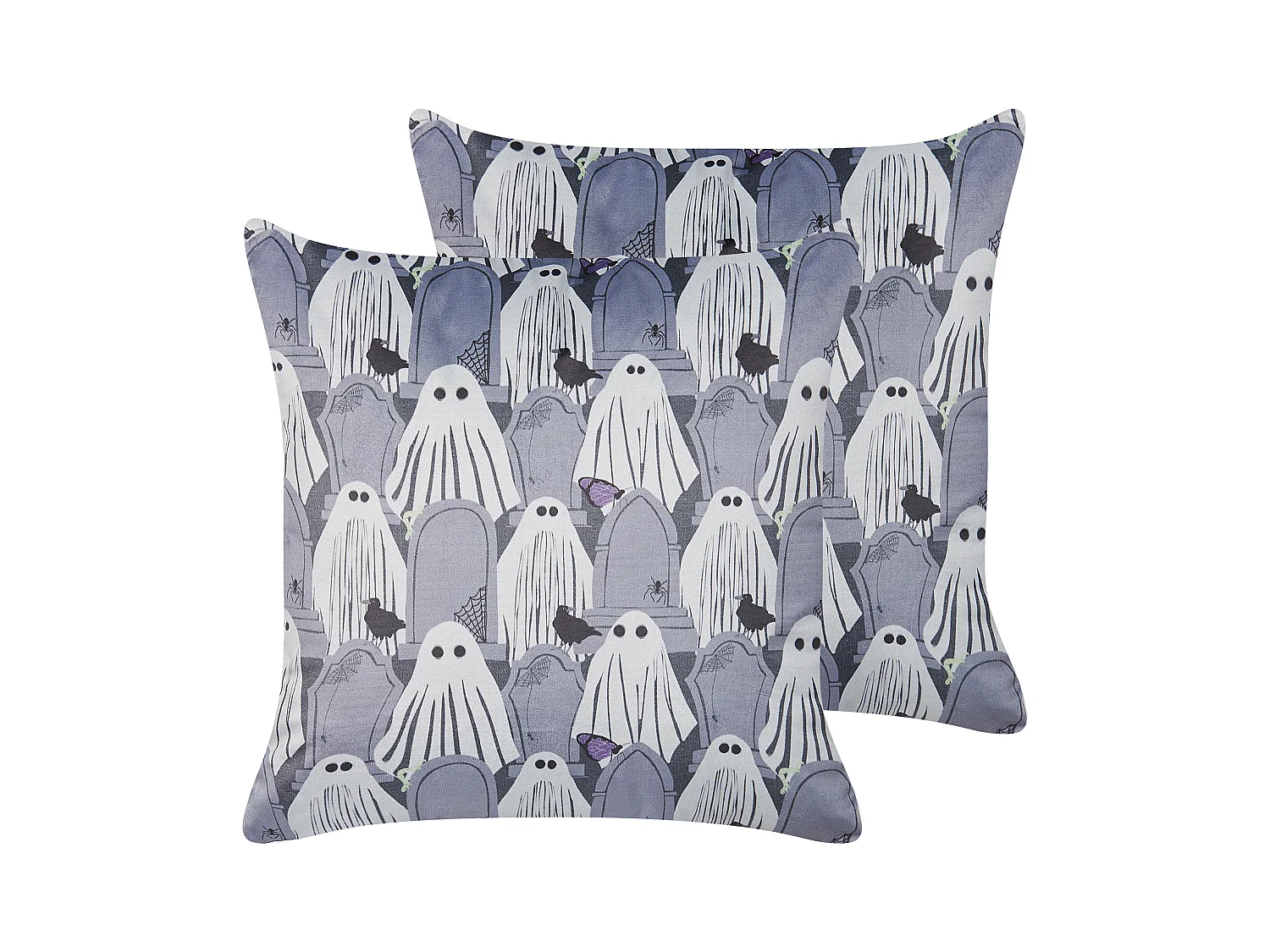 Lot de 2 coussins décoratifs FANATE Velours 45 x 45 cm Gris Motif abstrait