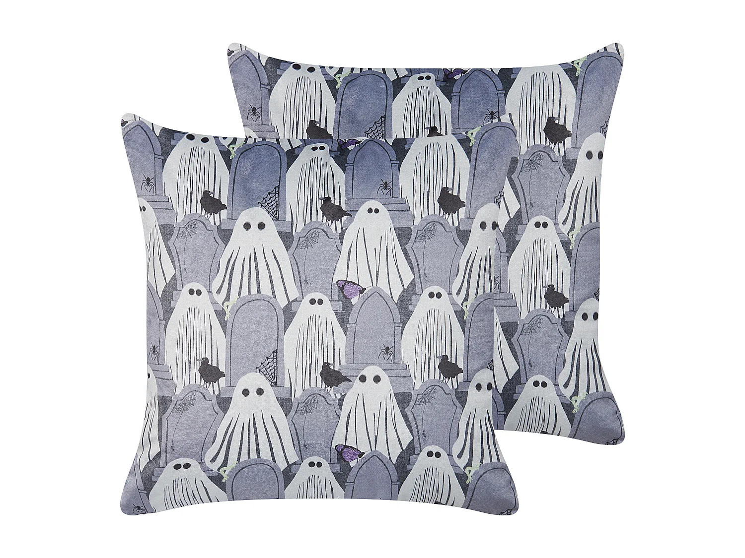 Zestaw 2 poduszek dekoracyjnych FANATE Welur 45 x 45 cm Szary Wzór abstrakcyjny