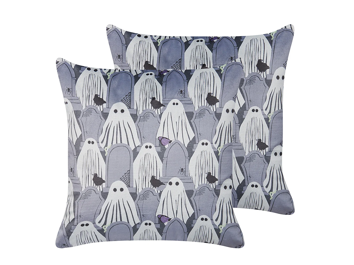 Set of 2 Decorative Cushions FANATE Velvet 45 x 45 cm Grey Abstract Pattern