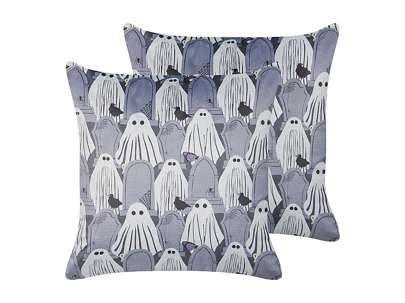 Set van 2 decoratieve kussens FANATE Fluweel 45 x 45 cm Grijs Abstract patroon