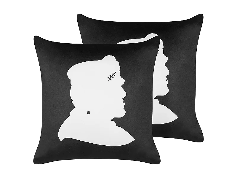Lot de 2 coussins décoratifs FRANKLINIA Velours 45 x 45 cm Noir Motif abstrait