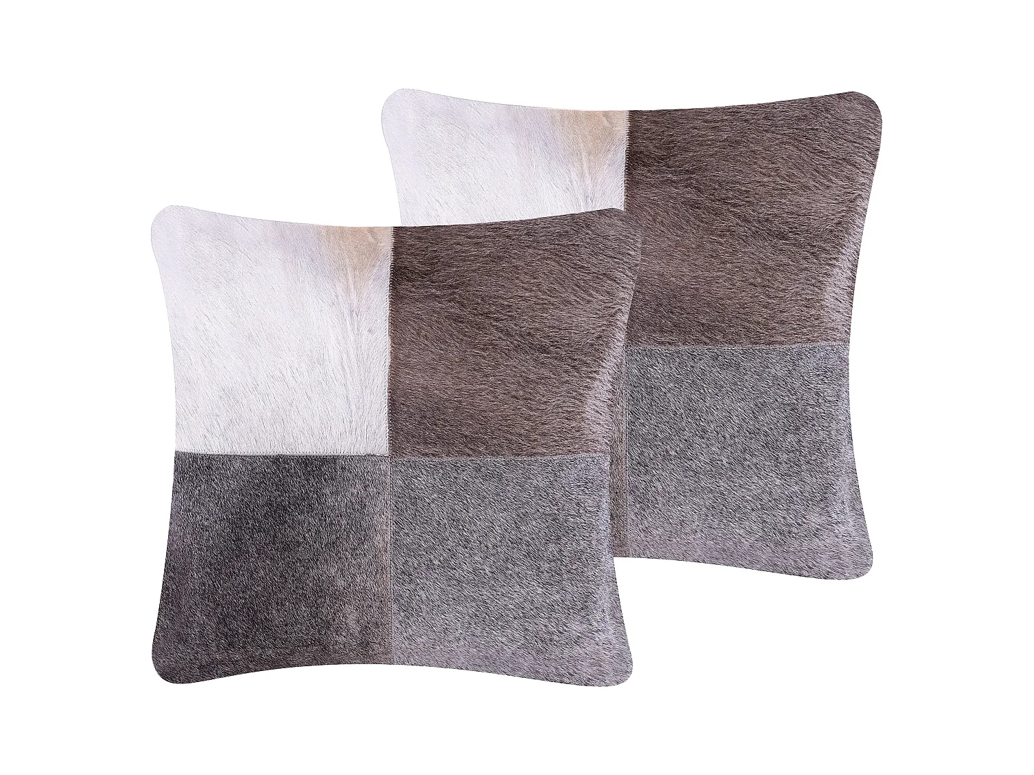 Zestaw 2 poduszek dekoracyjnych NELLAD Skóra naturalna 45 x 45 cm Szary Patchwork