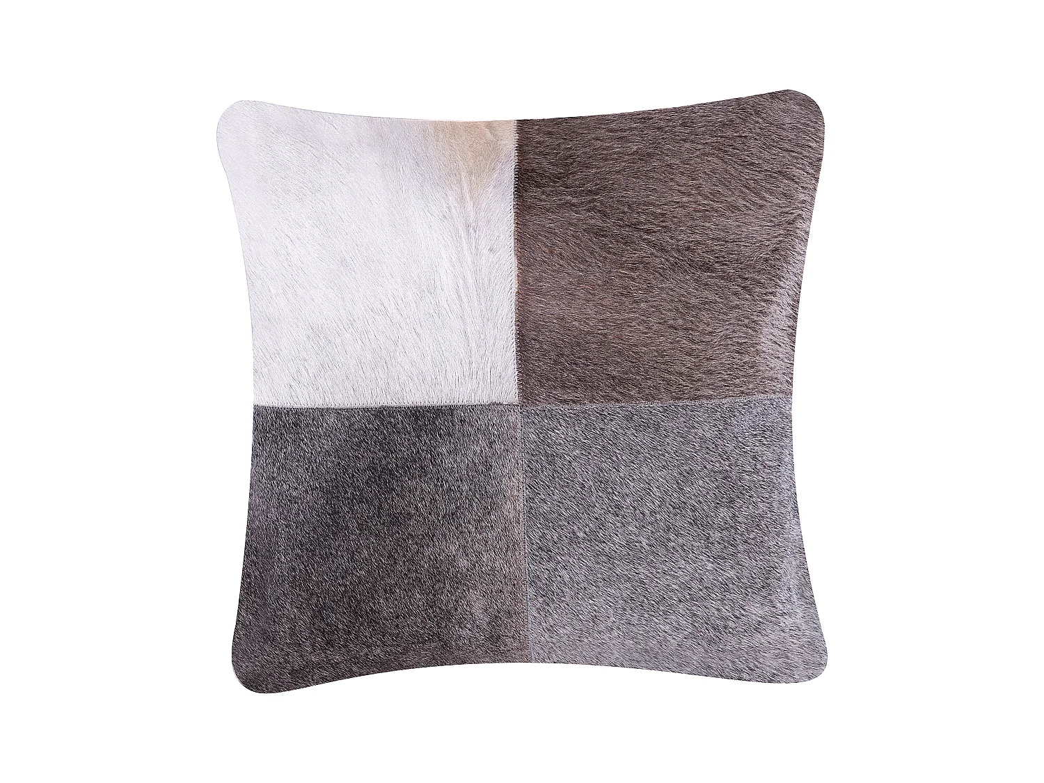 Zestaw 2 poduszek dekoracyjnych NELLAD Skóra naturalna 45 x 45 cm Szary Patchwork