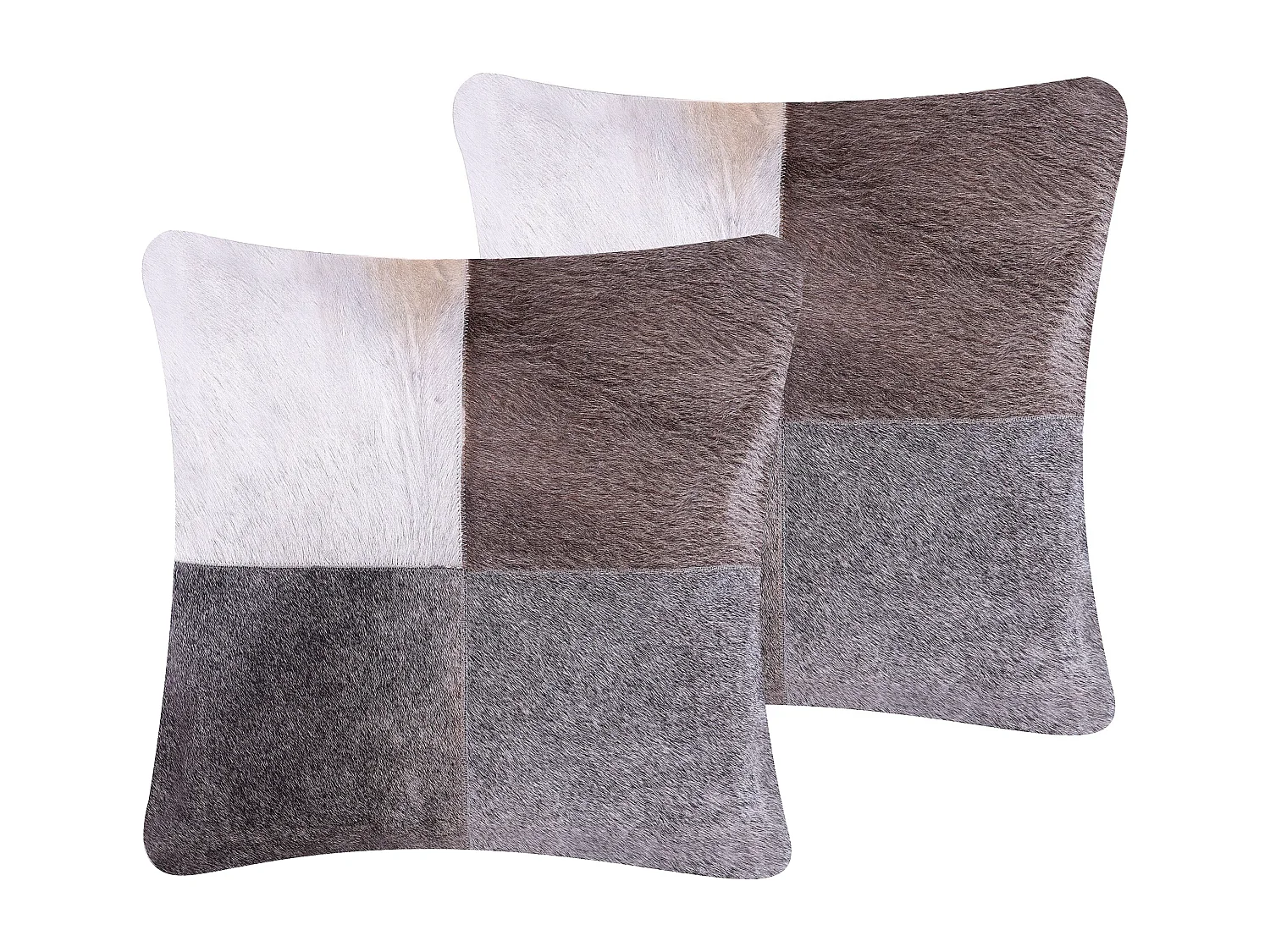 Lot de 2 coussins décoratifs NELLAD Cuir 45 x 45 cm Gris Patchwork