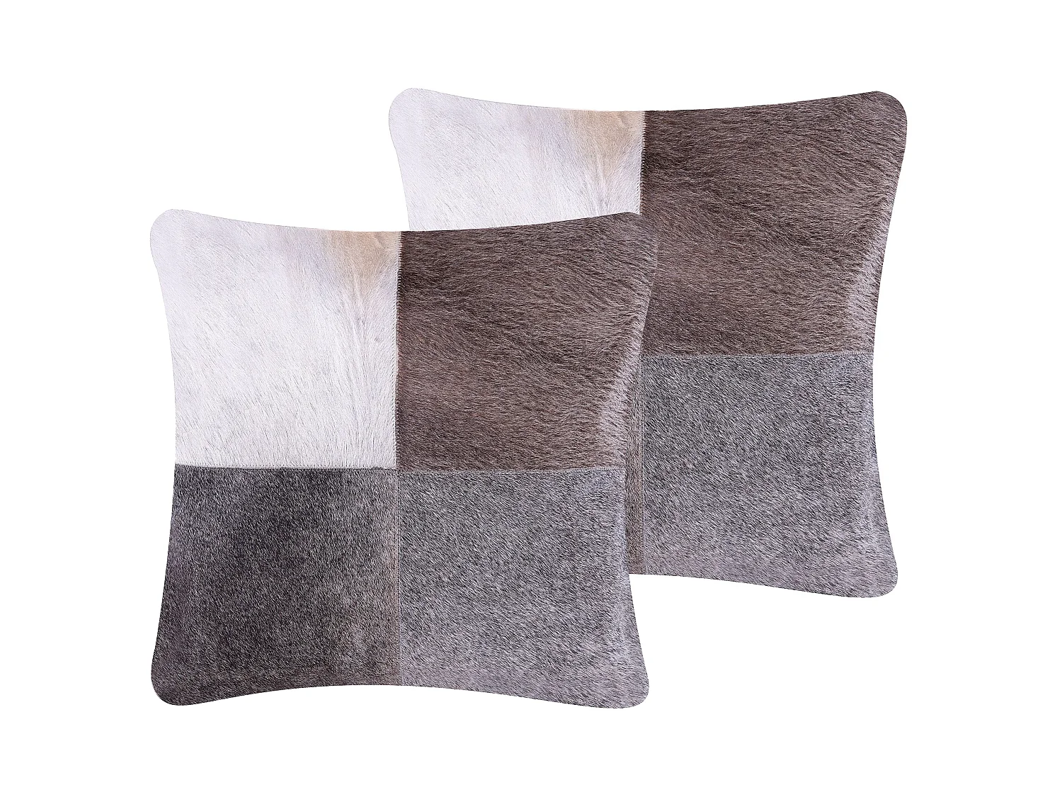 Set of 2 Decorative Cushions NELLAD Leather 45 x 45 cm Grey Patchwork