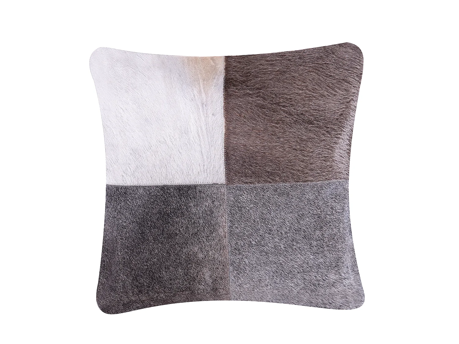 Set of 2 Decorative Cushions NELLAD Leather 45 x 45 cm Grey Patchwork