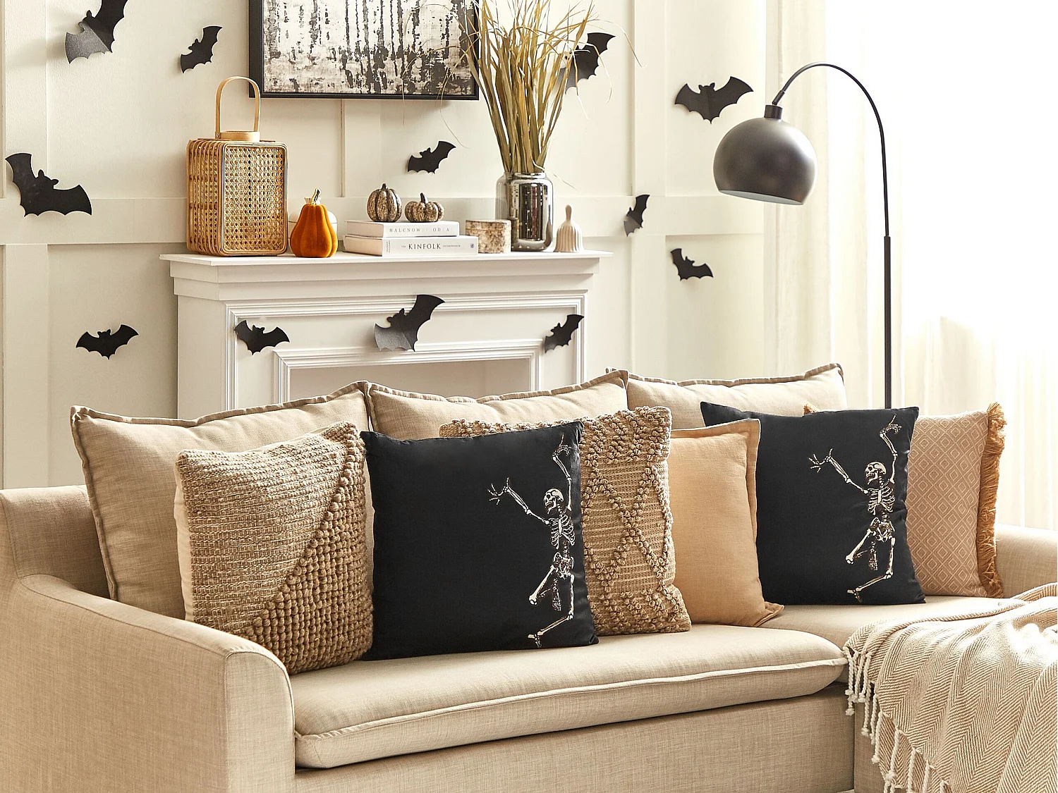 Sierkussen MEDVES Fluweel 45 x 45 cm Abstract Zwart