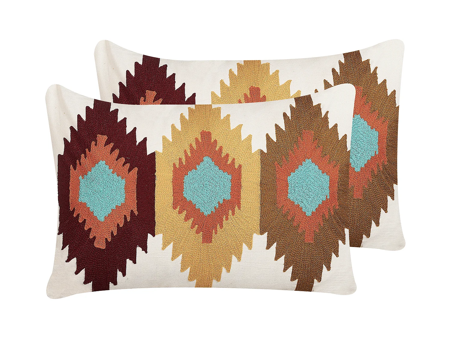 Lot de 2 coussins décoratifs DANAPUR Coton 40 x 60 cm Multicolore Motif géométrique