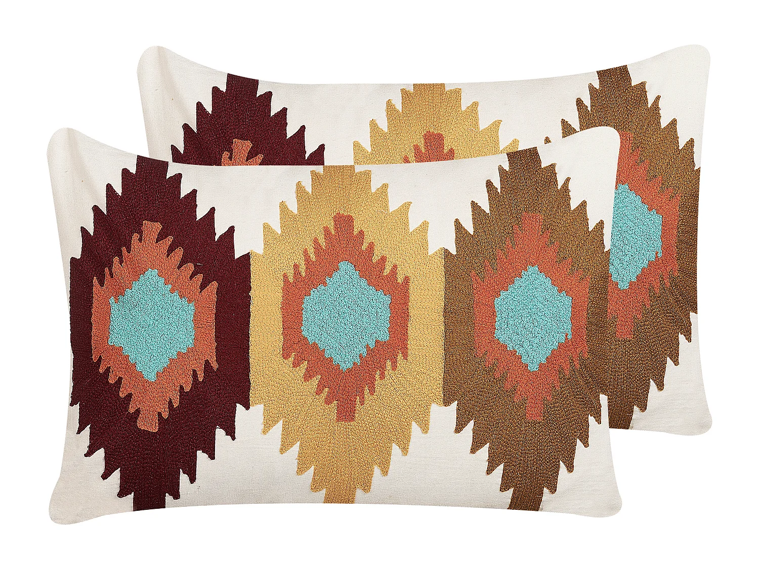 Lot de 2 coussins décoratifs DANAPUR Coton 40 x 60 cm Multicolore Motif géométrique