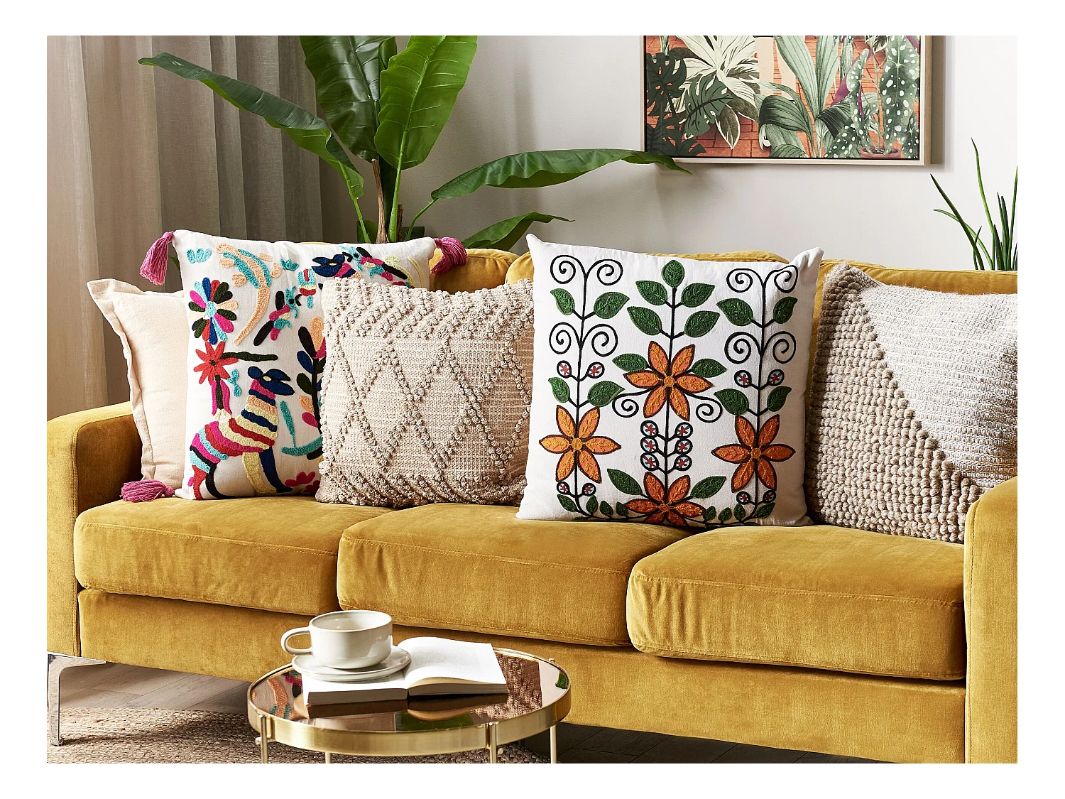 Conjunto de 2 almofadas decorativas VELLORE Algodão 50 x 50 cm Multicolor Padrão floral