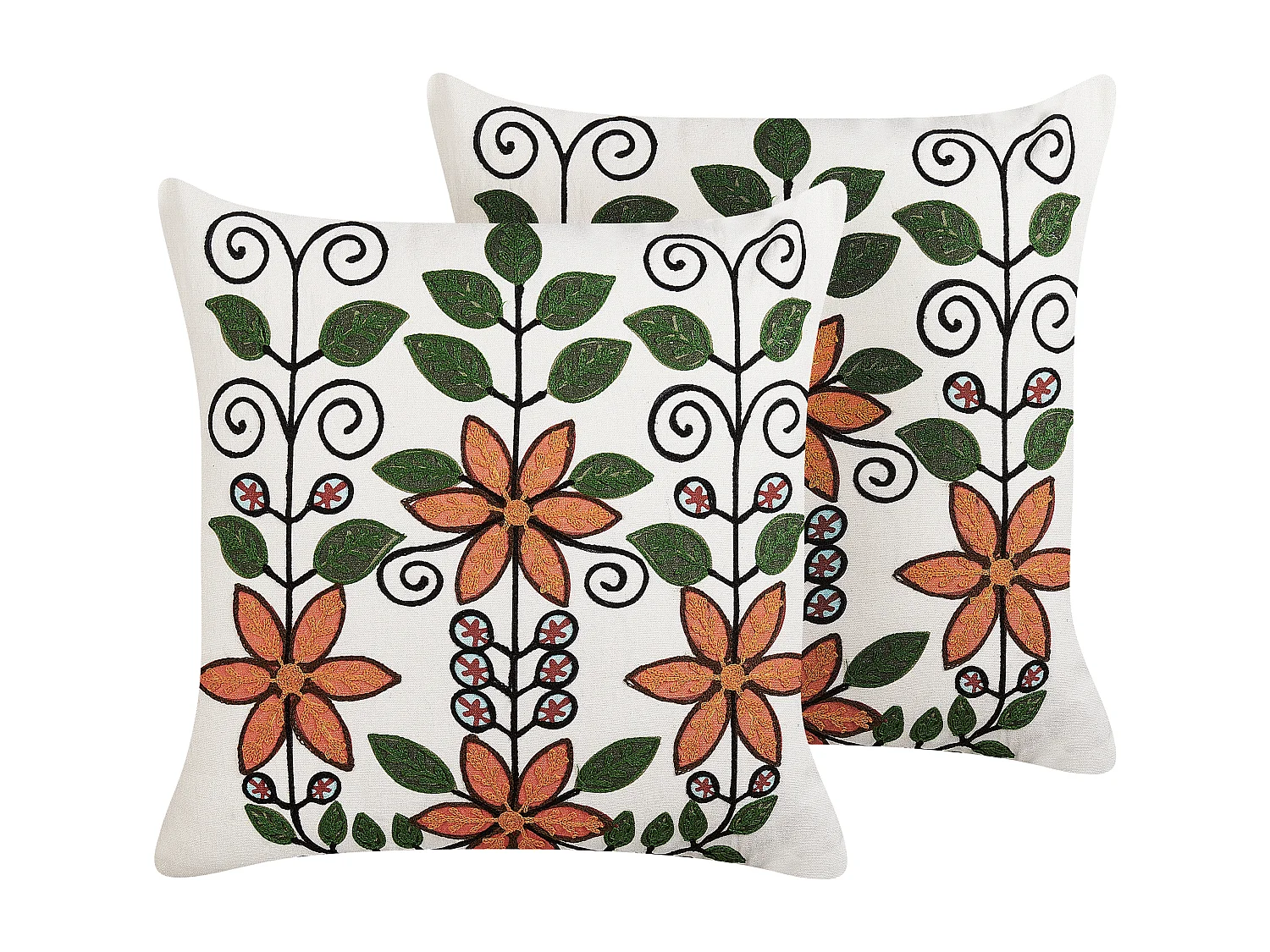 Set di 2 cuscini VELLORE Cotone 50 x 50 cm Multicolore Trama floreale