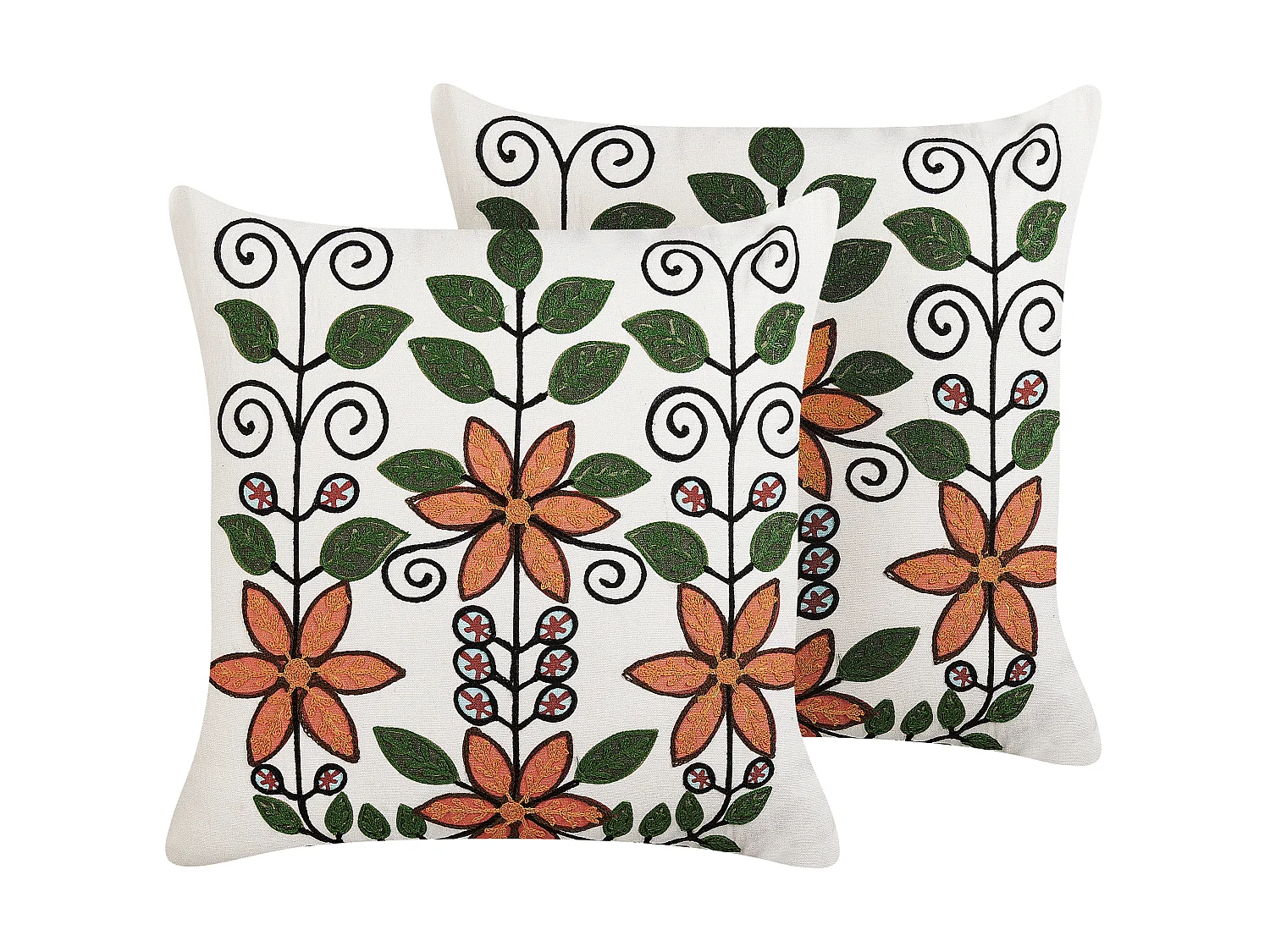 Lot de 2 coussins décoratifs VELLORE Coton 50 x 50 cm Multicolore Motif floral