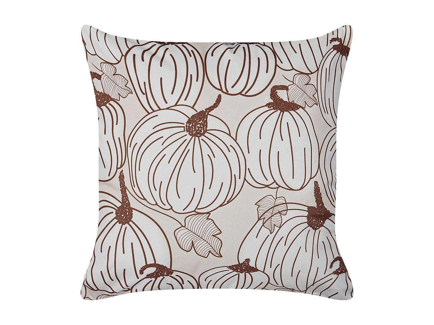 Zierkissen 2er Set 45x45 cm Halloween Kürbis-Motiv beige/braun Samtstoff Gourd