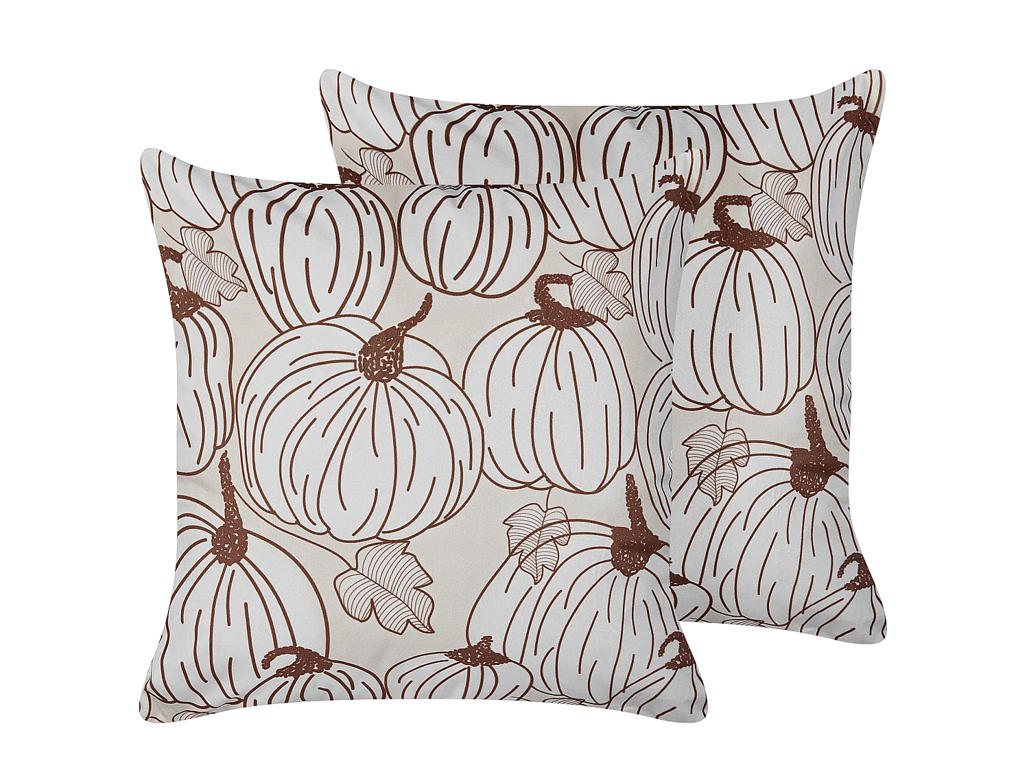 Lot de 2 coussins décoratifs GOURD Velours 45 x 45 cm Beige Motif de plante