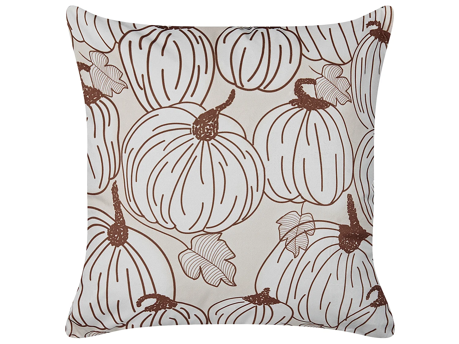 Lot de 2 coussins décoratifs GOURD Velours 45 x 45 cm Beige Motif de plante