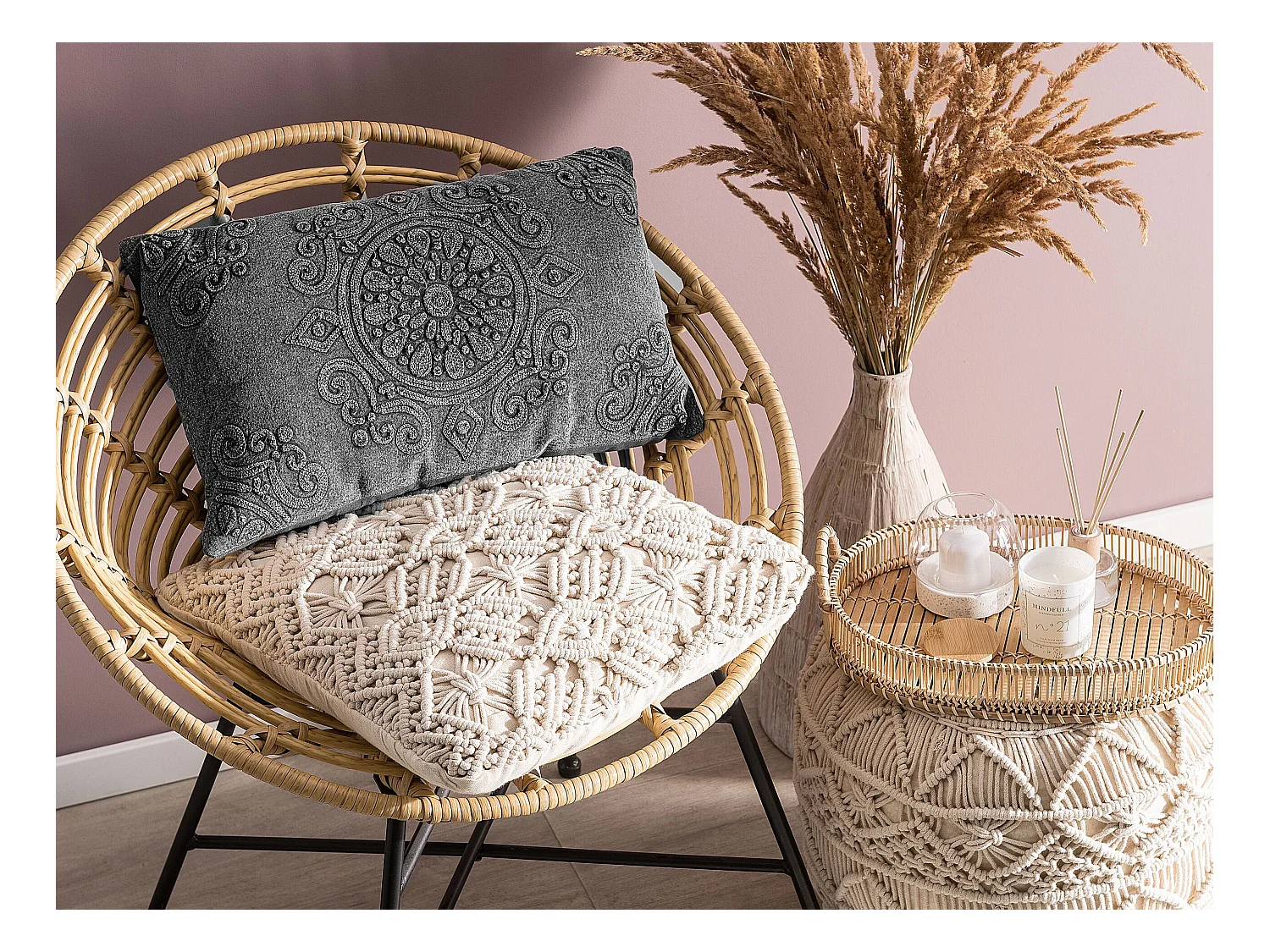 Conjunto de 2 almofadas decorativas VELOOR Algodão 30 x 50 cm Cinzento escuro Padrão oriental