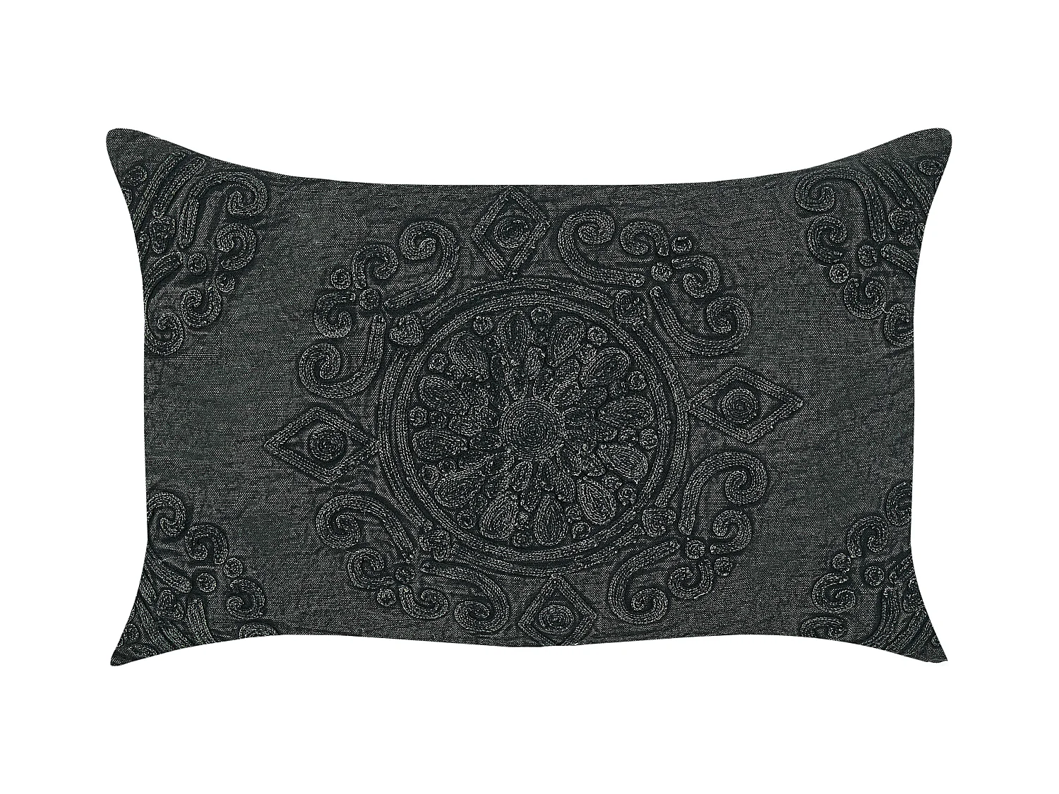 Conjunto de 2 almofadas decorativas VELOOR Algodão 30 x 50 cm Cinzento escuro Padrão oriental